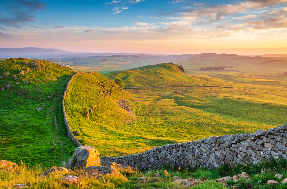 voyage écosse: le mur d'Hadrien dans le parc national du Northumberland